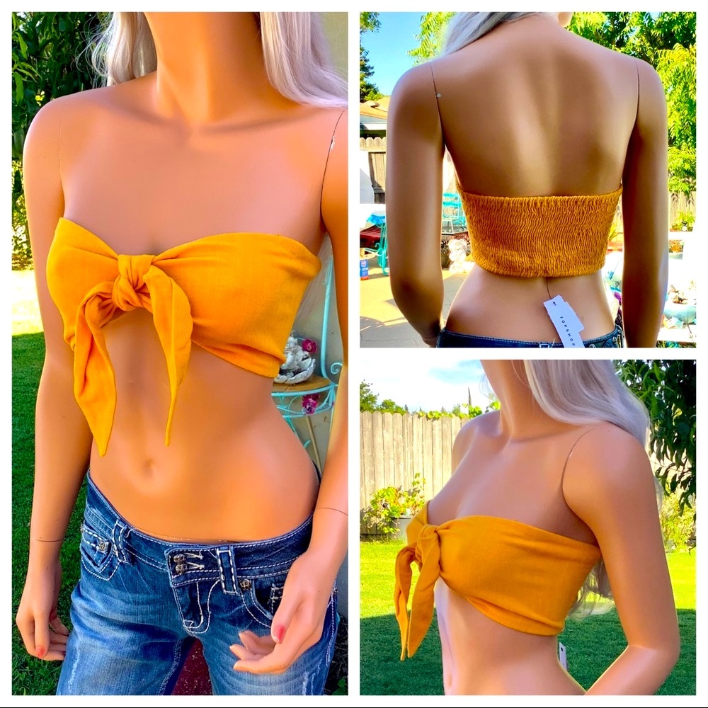 NWT TOPSHOP Sunny Bandeau Sash Tie Tube Crop Top - Picture 4 of 16